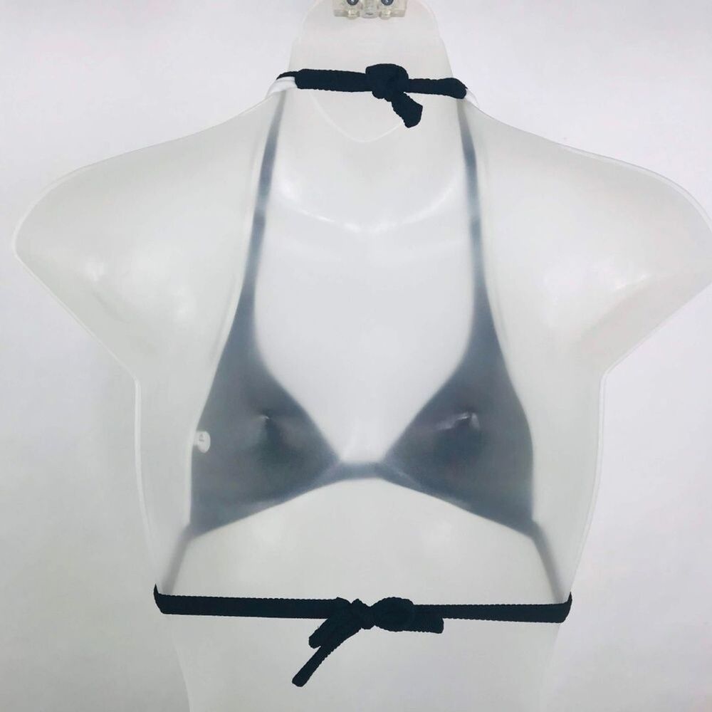 Agua Doce Bikini Brazilian 2-pc Women L Black White Tie Front Buttons - Picture 5 of 8